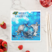 青と銀のクリスマスボール、キャンディーケーン、星 スタンダードランチョンナプキン (インサイチュ)