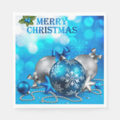 青と銀のクリスマスボール、キャンディーケーン、星 スタンダードランチョンナプキン (正面)