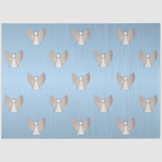 青と銀のクリスマスモダン天使クリスマス 薄葉紙 (正面)