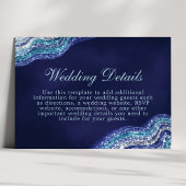 青と銀のグリッターウェーブ結婚式の詳細 エンクロージャーカード