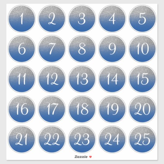 青と銀のグリッターグラデーション25円 シール (シート)