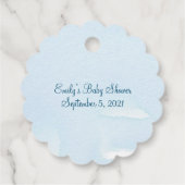 青と銀のグリッタースターベビーシャワーキャンドル フェイバータグ (裏面)