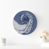 青と銀のタコ航海のの触手時計 ラージ壁時計 (ホーム)