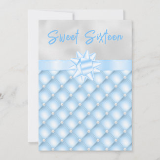 青と銀のタフテッド真珠Sweet sixteen 招待状