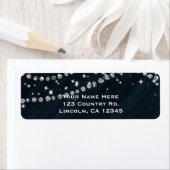 青と銀のダイアモンドきらきら光るグラムスパークル ラベル (インサイチュ)