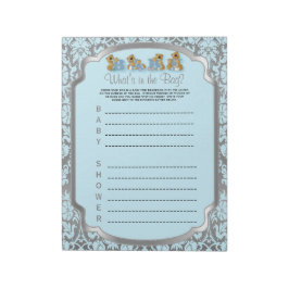 青と銀のダマスクのテディベア – ゲーム ノートパッド