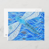 青と銀のトンボ絵画イ ポストカード (正面/裏面)