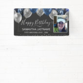 青と銀のバルーン誕生日パーティーの予算 横断幕 (インサイチュ)