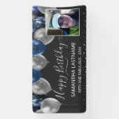 青と銀のバルーン誕生日パーティーの予算 横断幕 (縦)