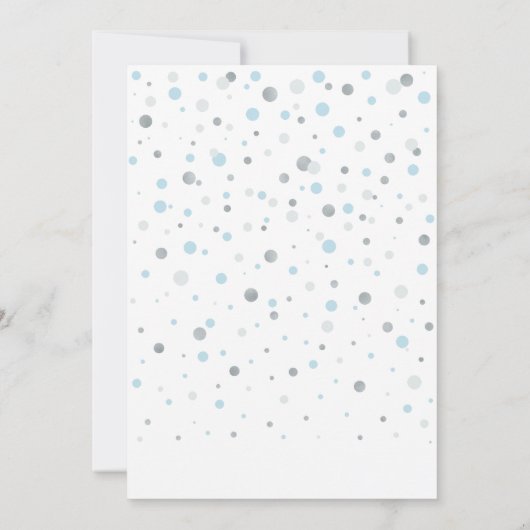 青と銀のバルーン | Oh男の赤ちゃんベビーシャワー 招待状 (裏面)