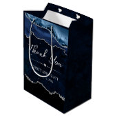 青と銀のフェイクグリッターアゲ結婚ート ミディアムペーパーバッグ (裏面アングル)