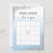 青と銀のブライダルシャワービンゴカード 招待状 (正面)