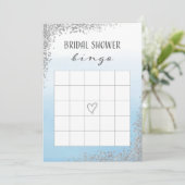 青と銀のブライダルシャワービンゴカード 招待状 (スタンド正面)
