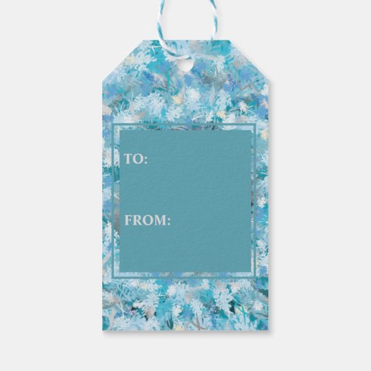 青と銀のホリデーシーズンリース ギフトタグ (裏面)