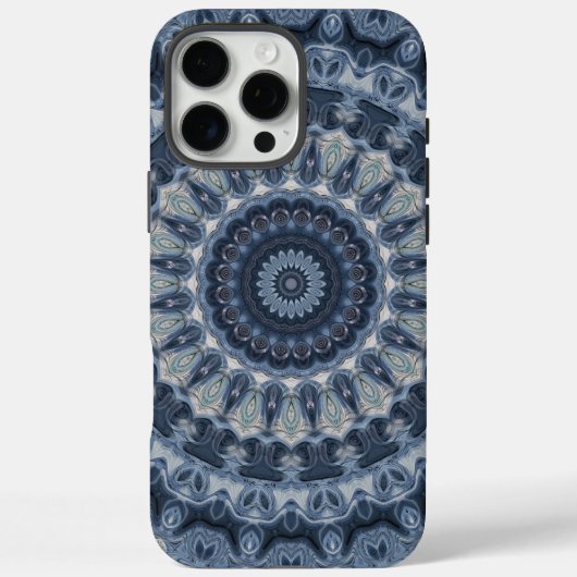 青と銀のマンダラ柄デザイン Case-Mate iPhoneケース (裏面)