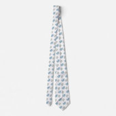 青と銀のモダンフォークアートクリスマスツリー ネクタイ (裏面)