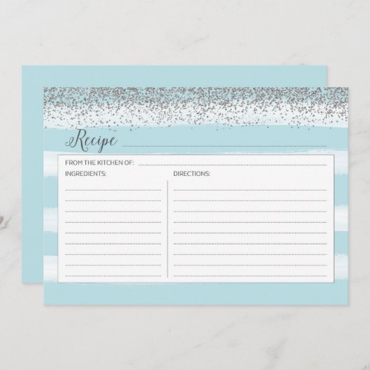 青と銀のレシピカード (正面/裏面)