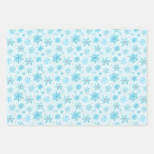青と銀の冬の雪の花模様 ラッピングペーパーシート (正面2)