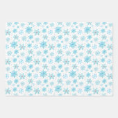 青と銀の冬の雪の花模様 ラッピングペーパーシート (正面)