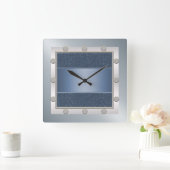 青と銀の壁時計 スクエア壁時計 (ホーム)