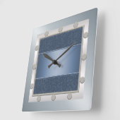 青と銀の壁時計 スクエア壁時計 (傾斜)