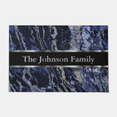 青と銀の大理石 ドアマット (正面)