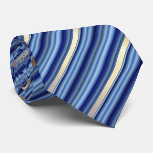 青と銀の対角ストライプ線 ネクタイ (ロール)