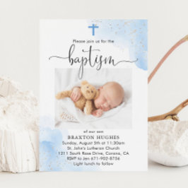 青と銀の少年バプテスマの献身 招待状