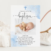 青と銀の少年バプテスマの献身 招待状