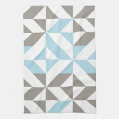 青と銀の幾何学的ジグザグ キッチンタオル (縦)