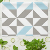 青と銀の幾何学的ジグザグ キッチンタオル (折り畳み)