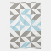 青と銀の幾何学的ジグザグ キッチンタオル (縦)