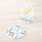 青と銀の幾何学的ジグザグ コースター (側面)