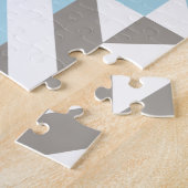 青と銀の幾何学的ジグザグ ジグソーパズル (側面)