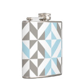 青と銀の幾何学的ジグザグ フラスク (右)