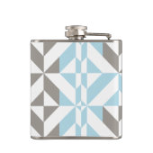 青と銀の幾何学的ジグザグ フラスク (裏面)