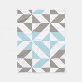 青と銀の幾何学的ジグザグ フリースブランケット (正面)