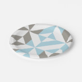青と銀の幾何学的ジグザグ ペーパープレート (アングル)