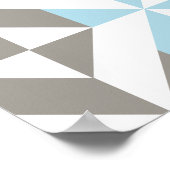 青と銀の幾何学的ジグザグ ポスター (角)