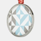 青と銀の幾何学的ジグザグ メタルオーナメント (左)