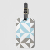 青と銀の幾何学的ジグザグ ラゲッジタグ (正面縦)