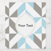 青と銀の幾何学的ジグザグ ワインラベル (シングルラベル)