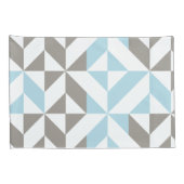 青と銀の幾何学的ジグザグ 枕カバー (裏面-右)