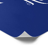 青と銀の文字列ライトハッピーハヌカー ポスター (角)