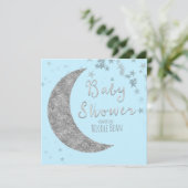 青と銀の月と星のベビーシャワー招待状 招待状 (スタンド正面)