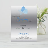 青と銀の松ぼっくりクリスマス招待状 招待状 (スタンド正面)