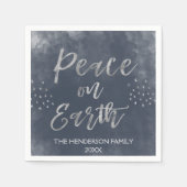 青と銀の水の色クリスマスホリデー スタンダードカクテルナプキン (正面)