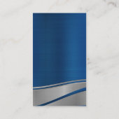 青と銀の波のメタリック背景 名刺 (裏面)