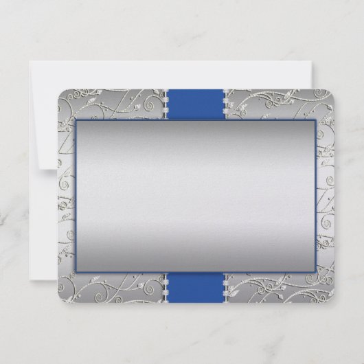 青と銀の渦巻き結婚が感謝 サンキューカード (裏面)