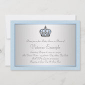 青と銀の王子の赤ちゃんシャワー 招待状 (正面)